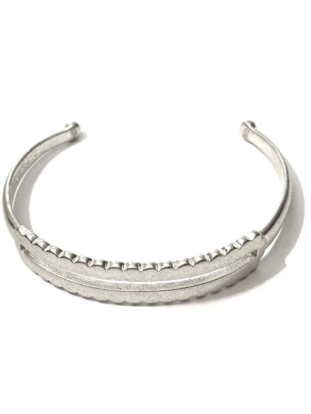 Lucky Brand Silver Tone Scalloped Openwork Cuff Bracelet Boho Southwestern